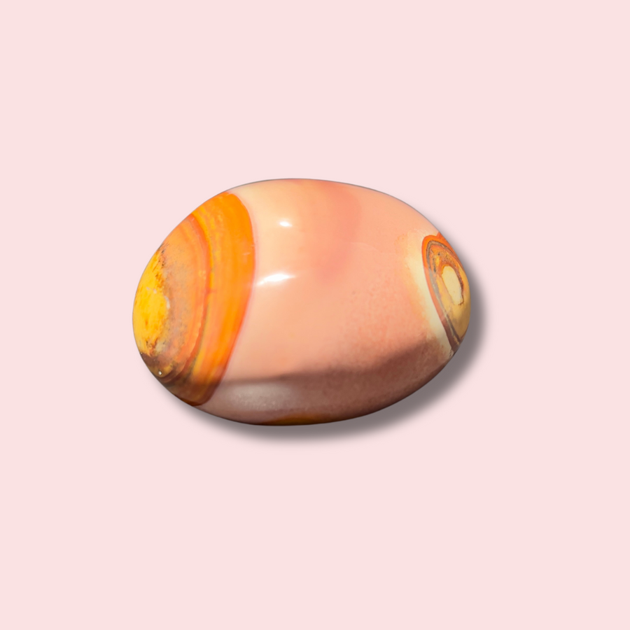 Pastel Pink Polychrome Jasper Palm Stone