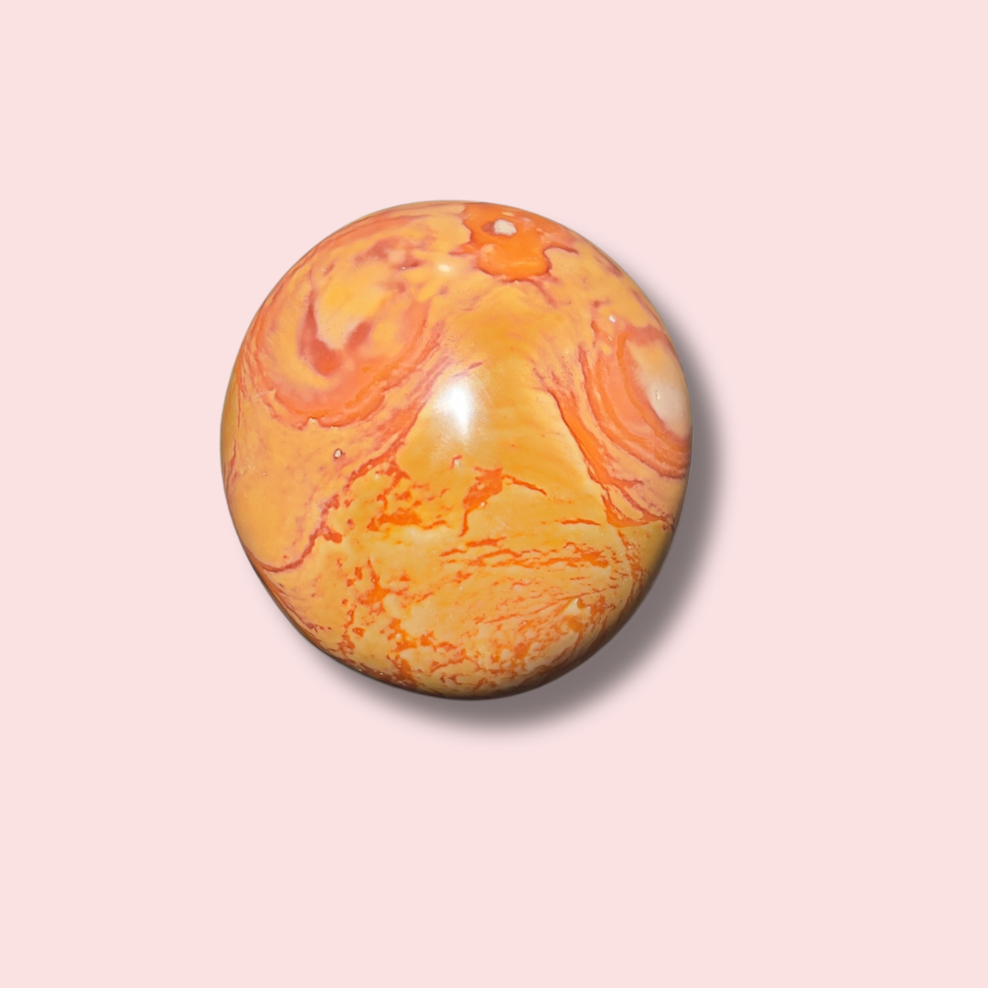 Orange Polychrome Jasper Palm Stone - Made in Mother Nature