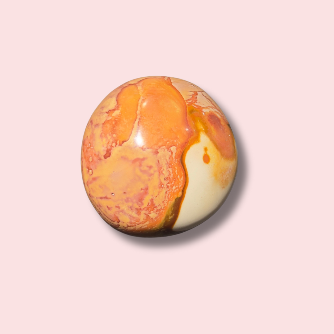 Orange Polychrome Jasper Palm Stone - Made in Mother Nature