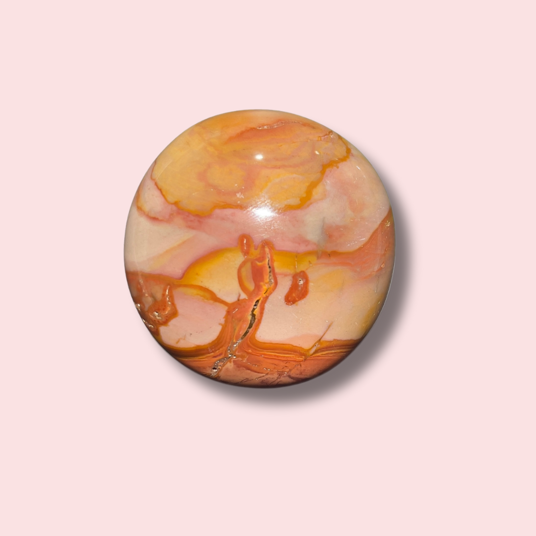 Beautiful Pinkish Polychrome Jasper Palm Stone - Made in Mother Nature