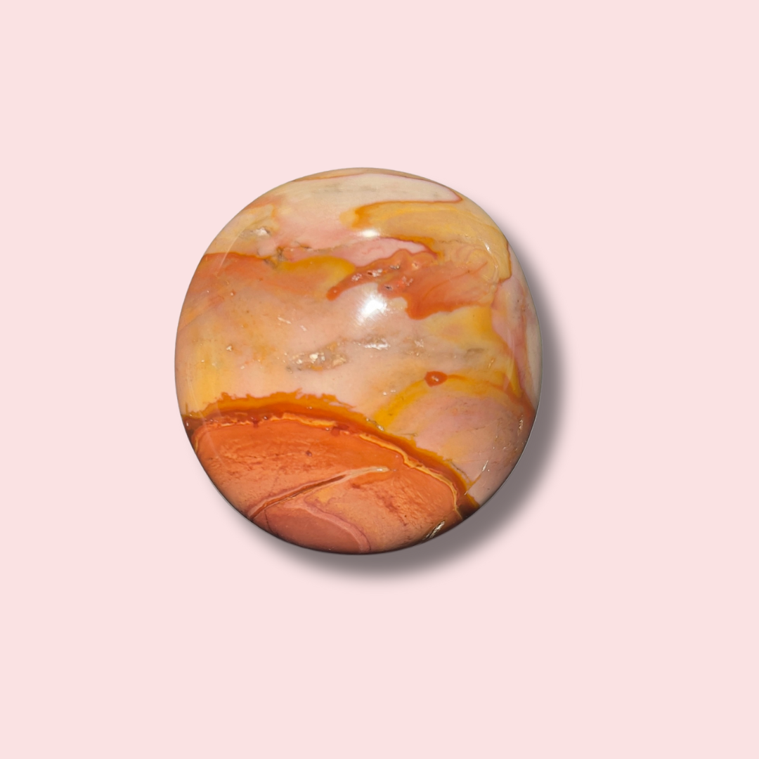 Beautiful Pinkish Polychrome Jasper Palm Stone - Made in Mother Nature