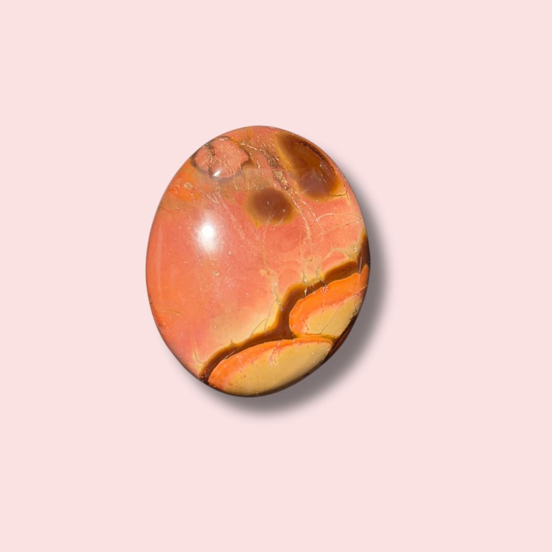 Raspberry Pink Polychrome Jasper Palm Stone - Made in Mother Nature