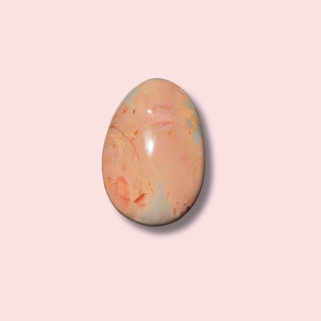 Pink & Blue Polychrome Jasper Palm Stone - Made in Mother Nature