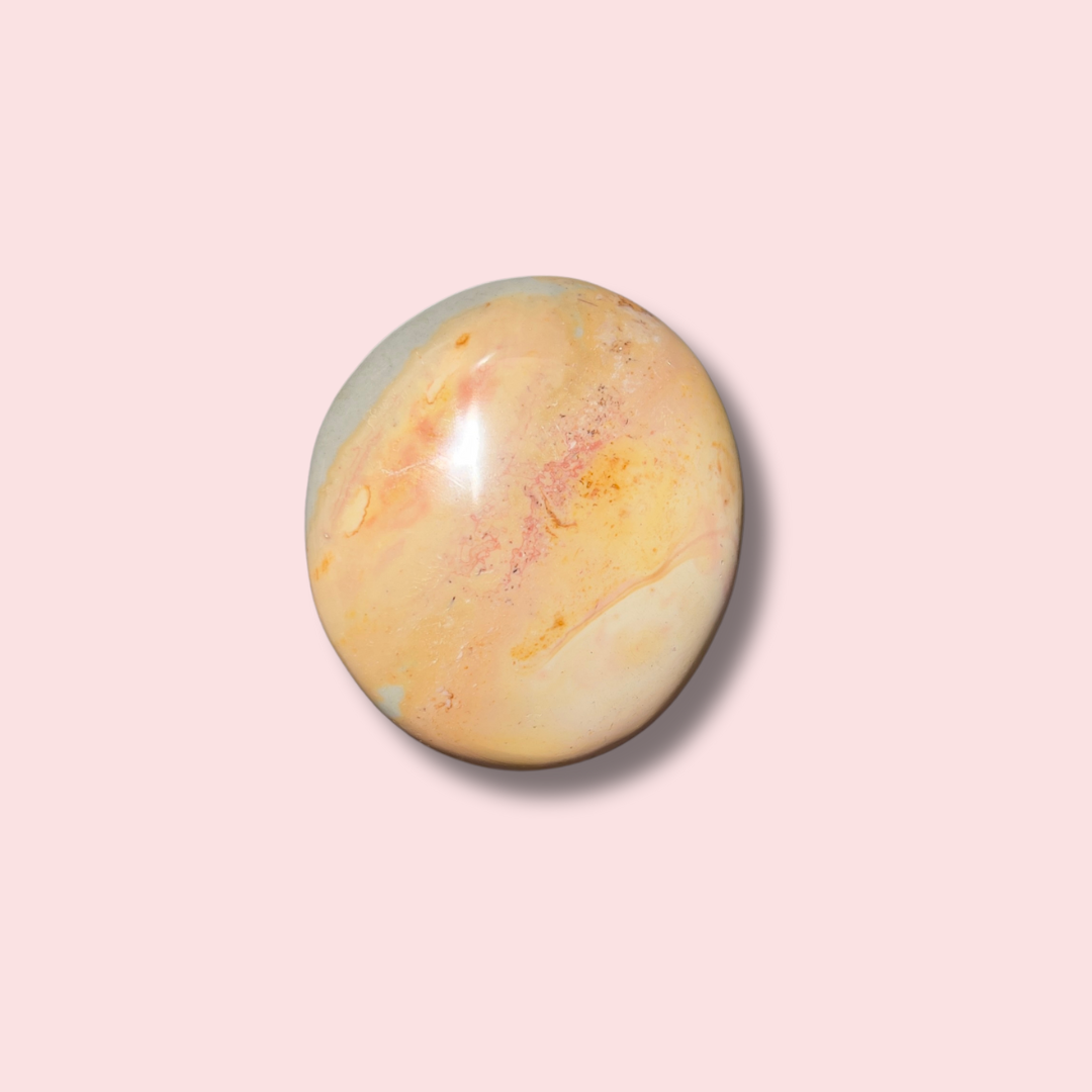 Pastel Yellow Polychrome Jasper Palm Stone - Made in Mother Nature