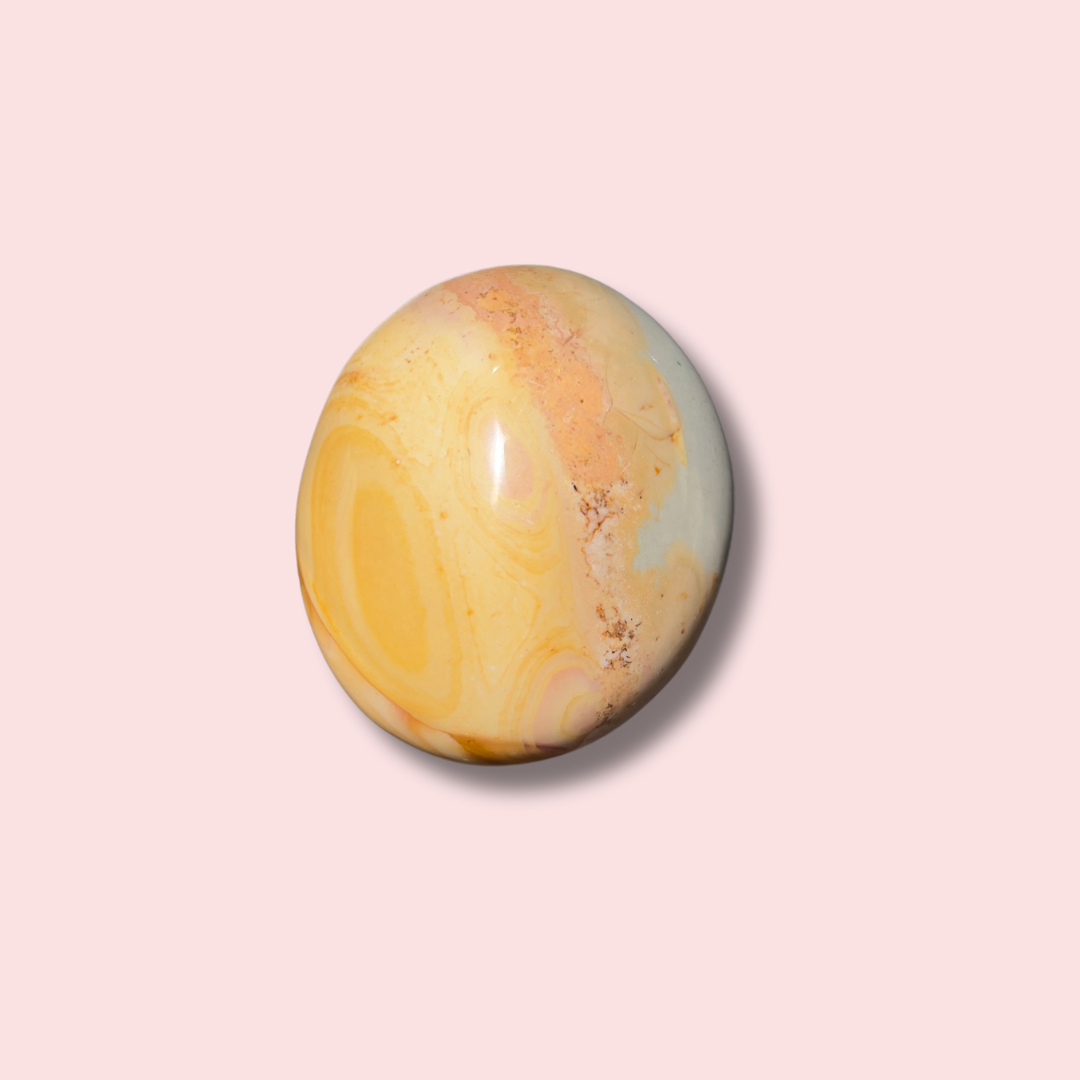 Pastel Yellow Polychrome Jasper Palm Stone - Made in Mother Nature