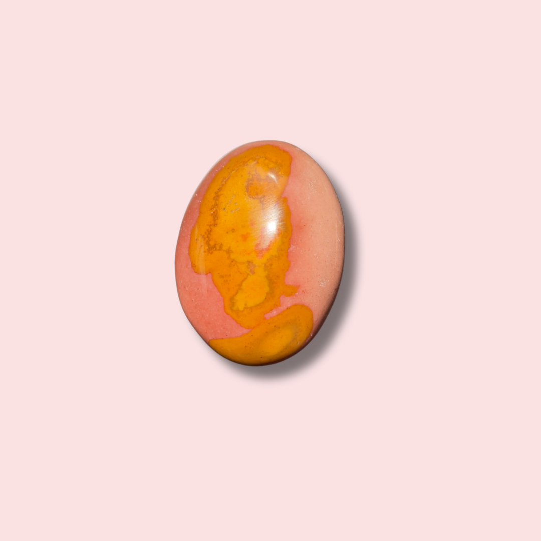 Moody Mustard Yellow Polychrome Jasper Palm Stone - Made in Mother Nature