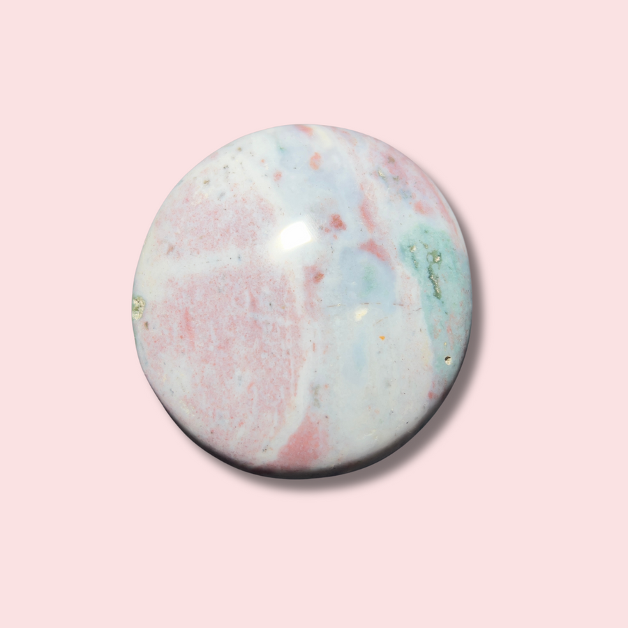 Pastel Pink & Blue "Sherbet" Sea Jasper Palm Stone - Made in Mother Nature