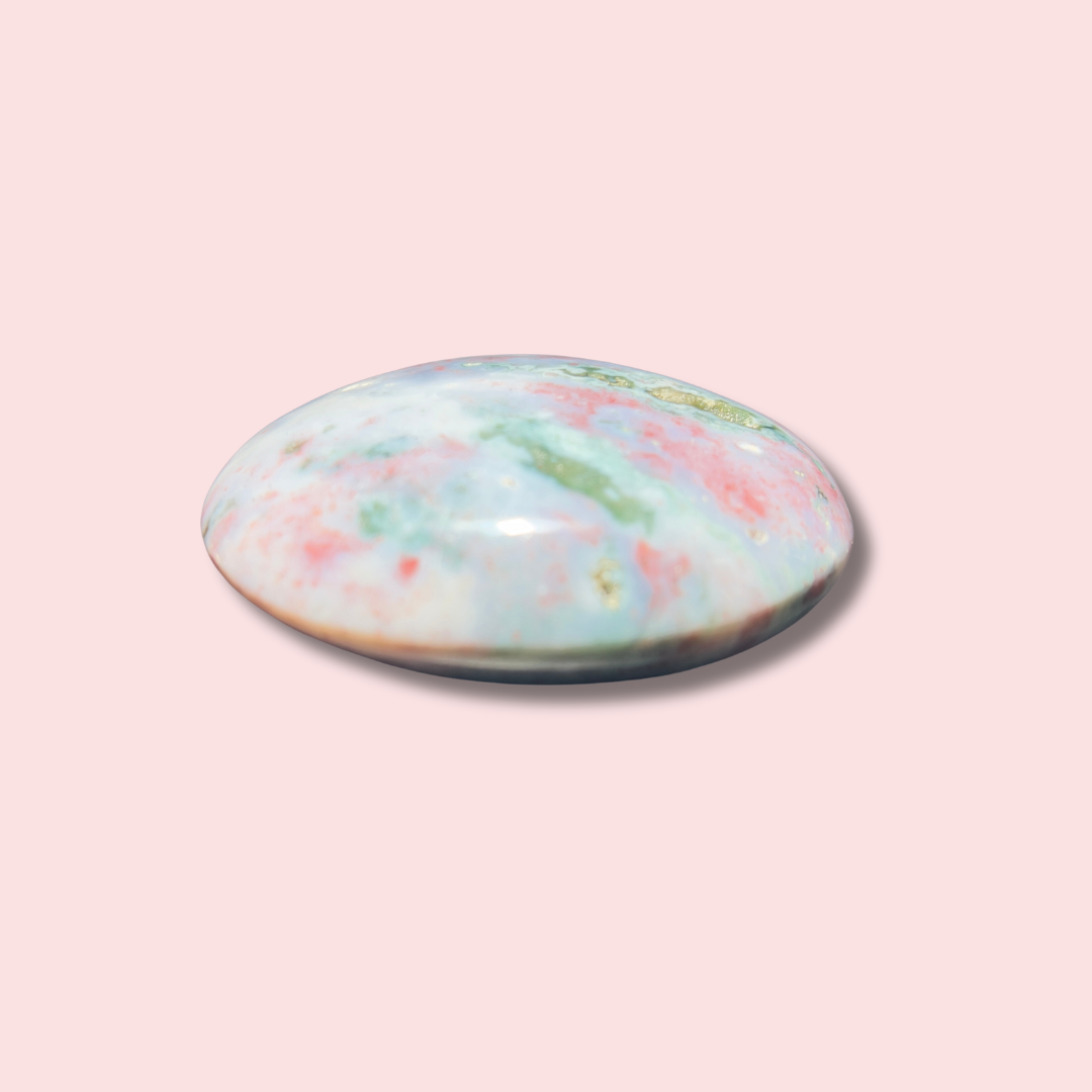 Pastel Pink & Blue "Sherbet" Sea Jasper Palm Stone - Made in Mother Nature