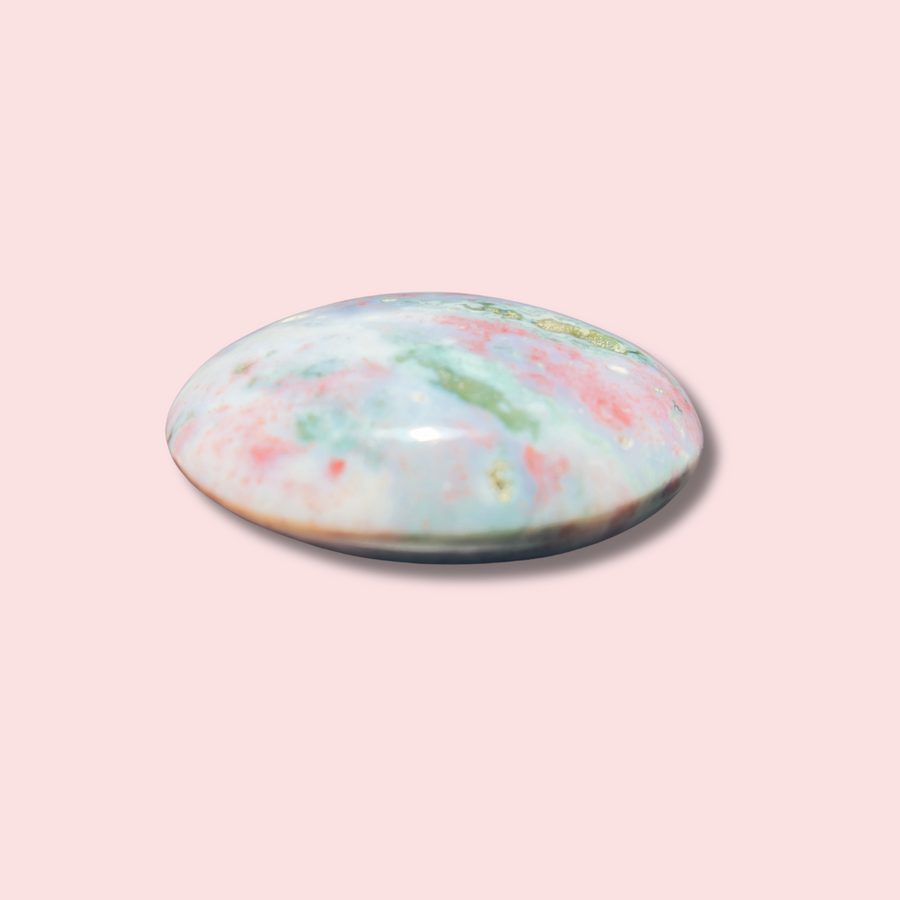 Pastel Pink & Blue "Sherbet" Sea Jasper Palm Stone - Made in Mother Nature