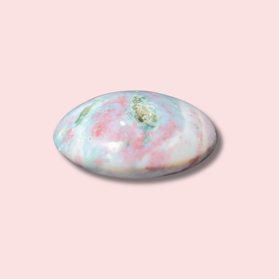 Pastel Pink & Blue "Sherbet" Sea Jasper Palm Stone - Made in Mother Nature