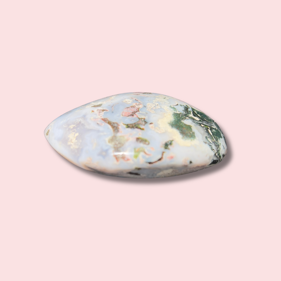 Baby Blue & Pink Sea Jasper Palm Stone - Made in Mother Nature