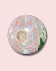 Pink & Purple Sea Jasper Palm Stone With Quartz Pocket - Made in Mother Nature