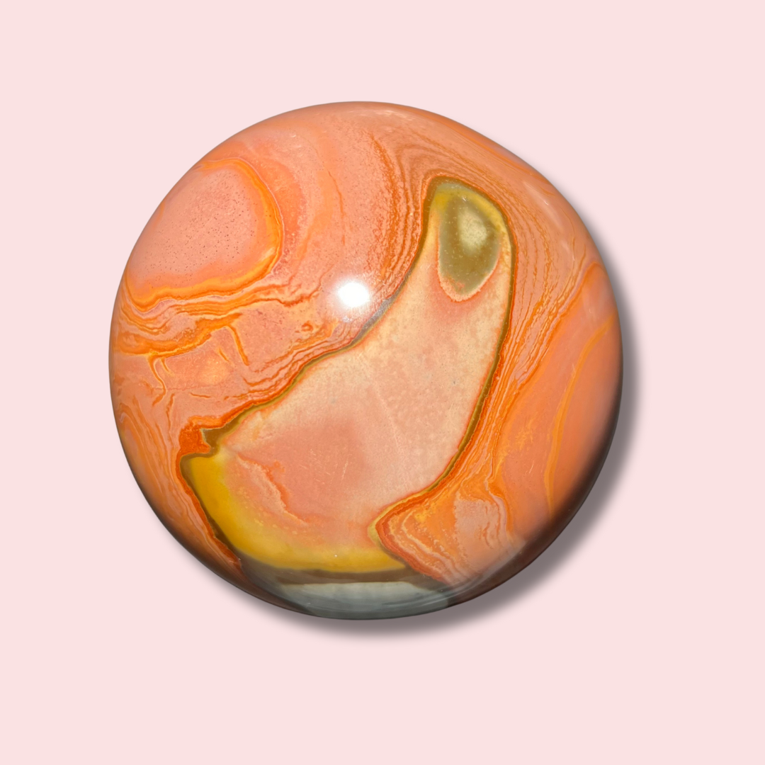 Rare XL Peachy Pink Polychrome Jasper Sphere (4+ lbs)