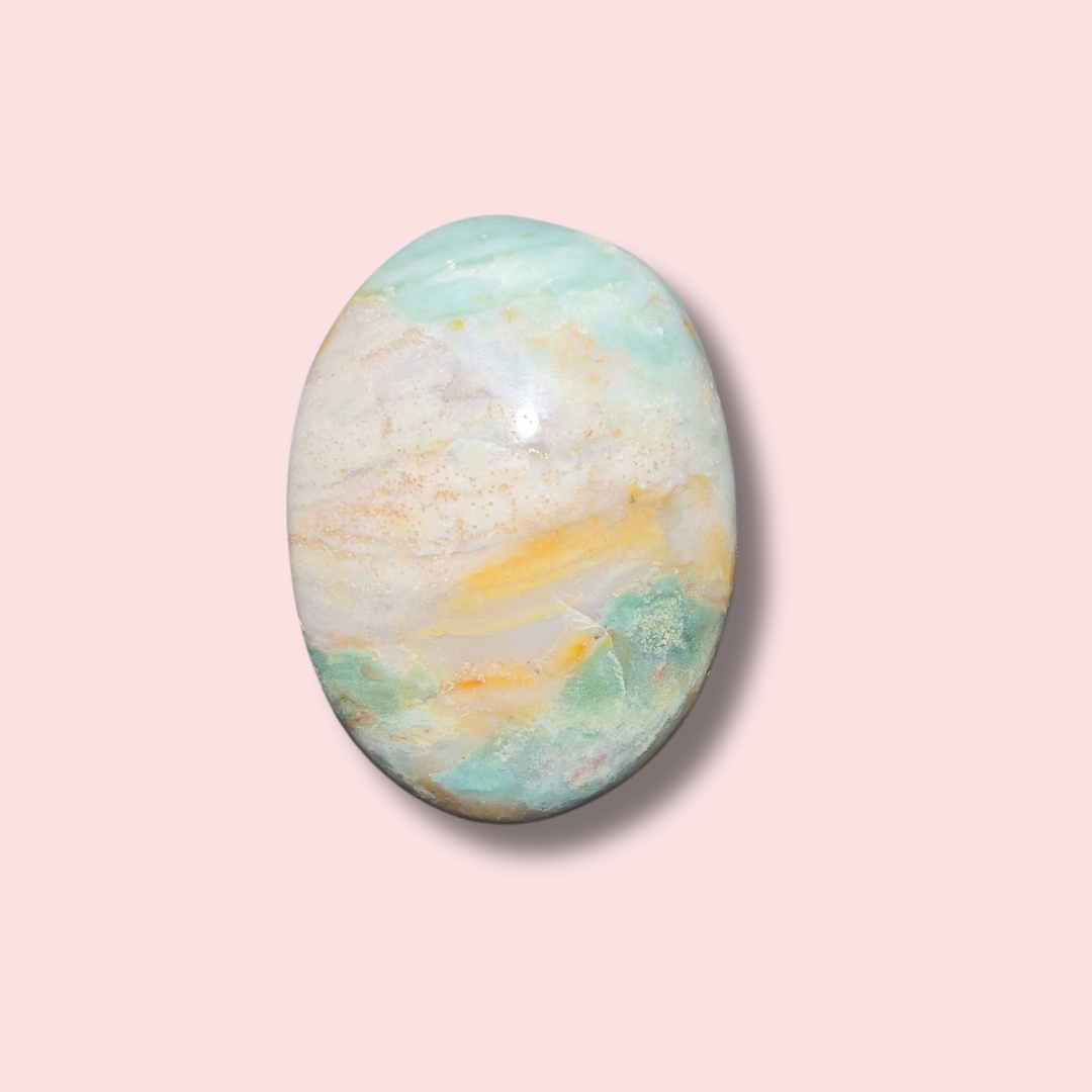 Beautiful Blue Sea Jasper Palm Stone - Made in Mother Nature