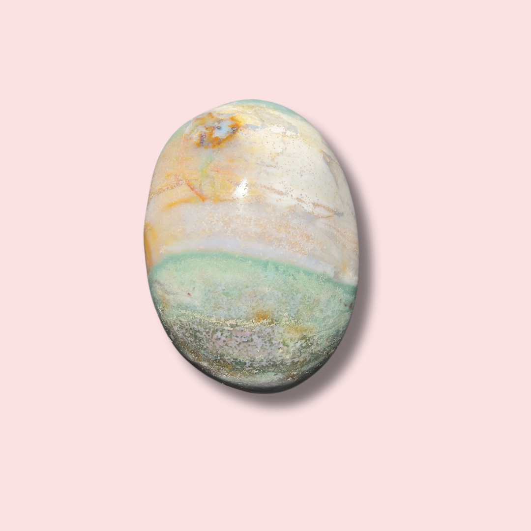 Beautiful Blue Sea Jasper Palm Stone - Made in Mother Nature