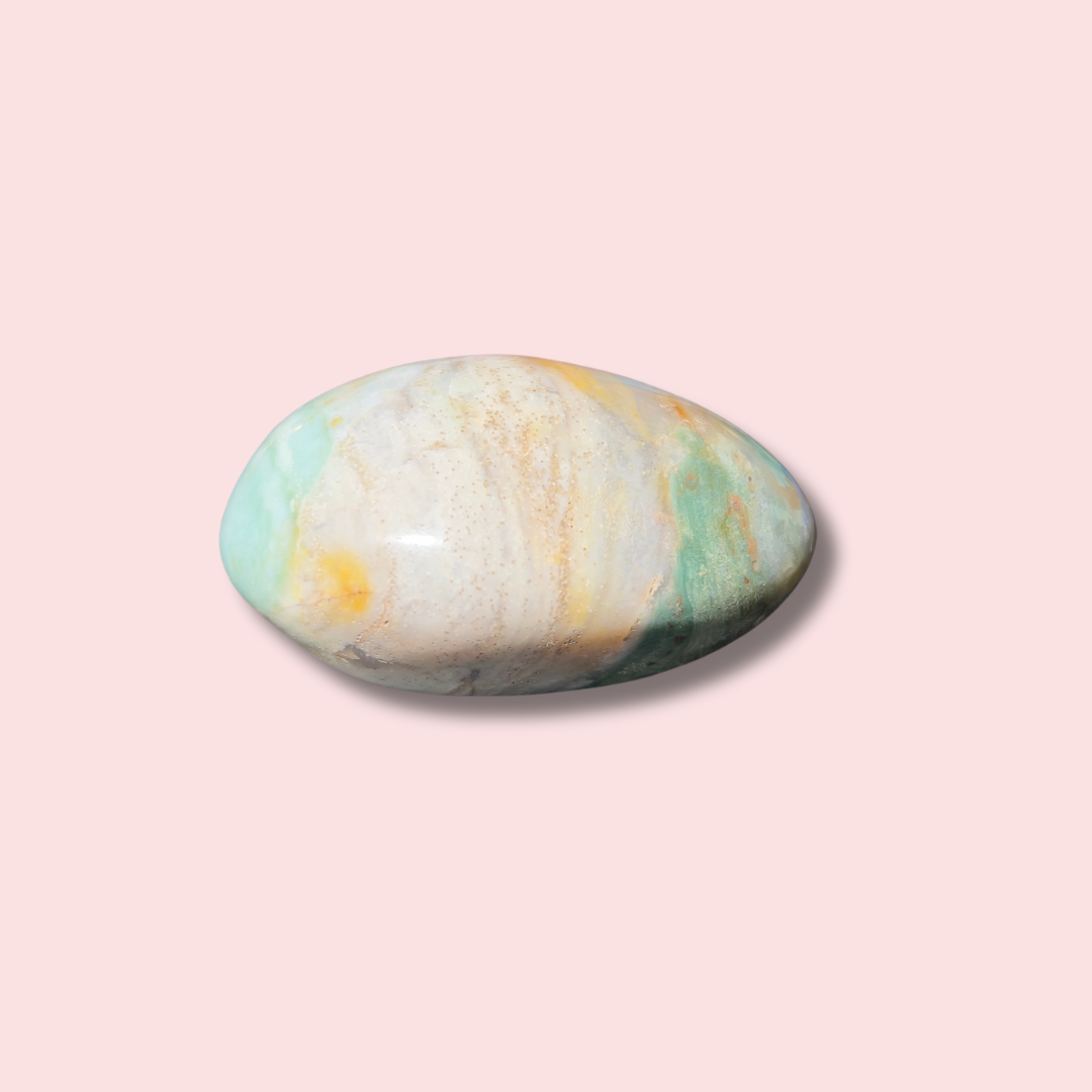 Beautiful Blue Sea Jasper Palm Stone - Made in Mother Nature