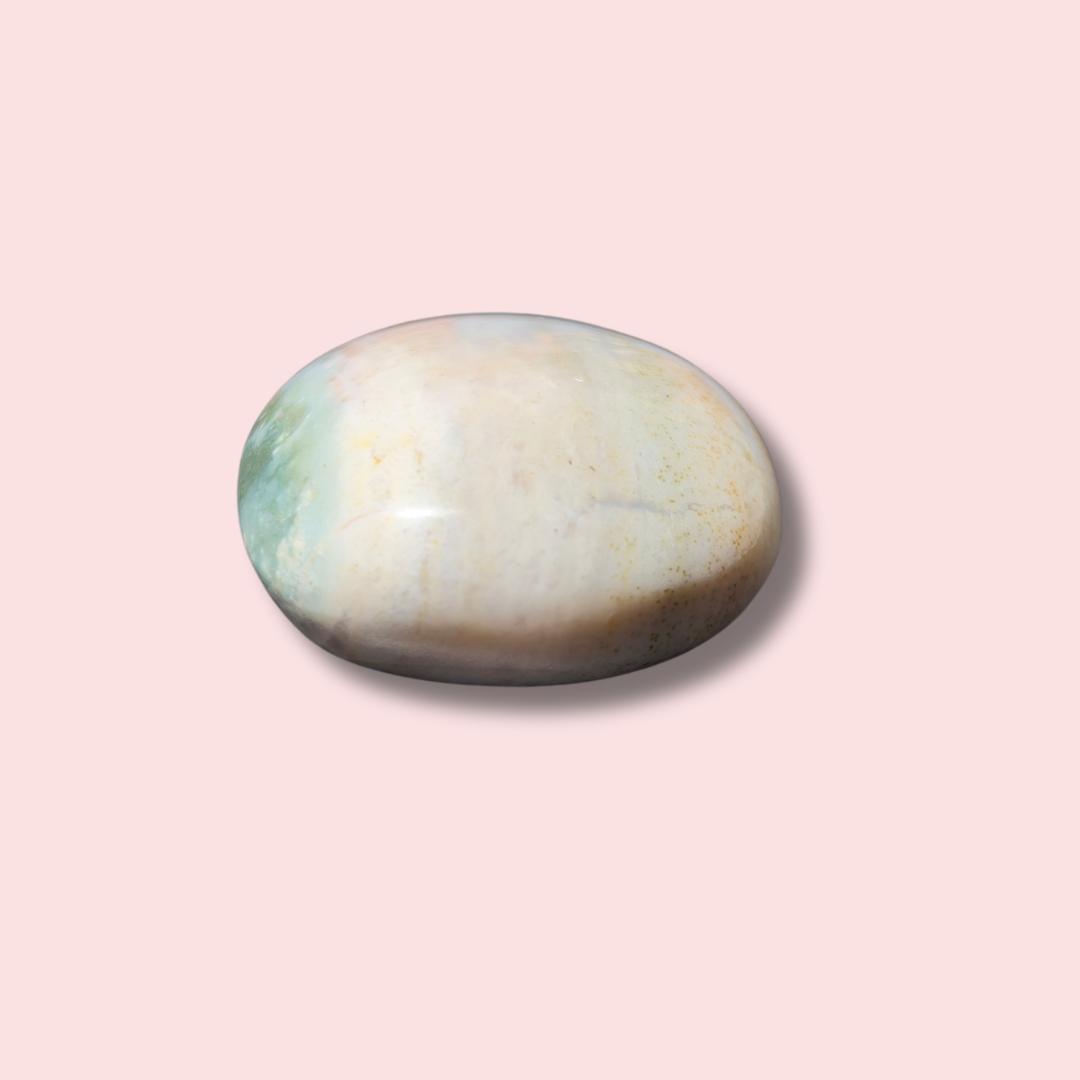 Pastel Blue Sea Jasper Palm Stone - Made in Mother Nature