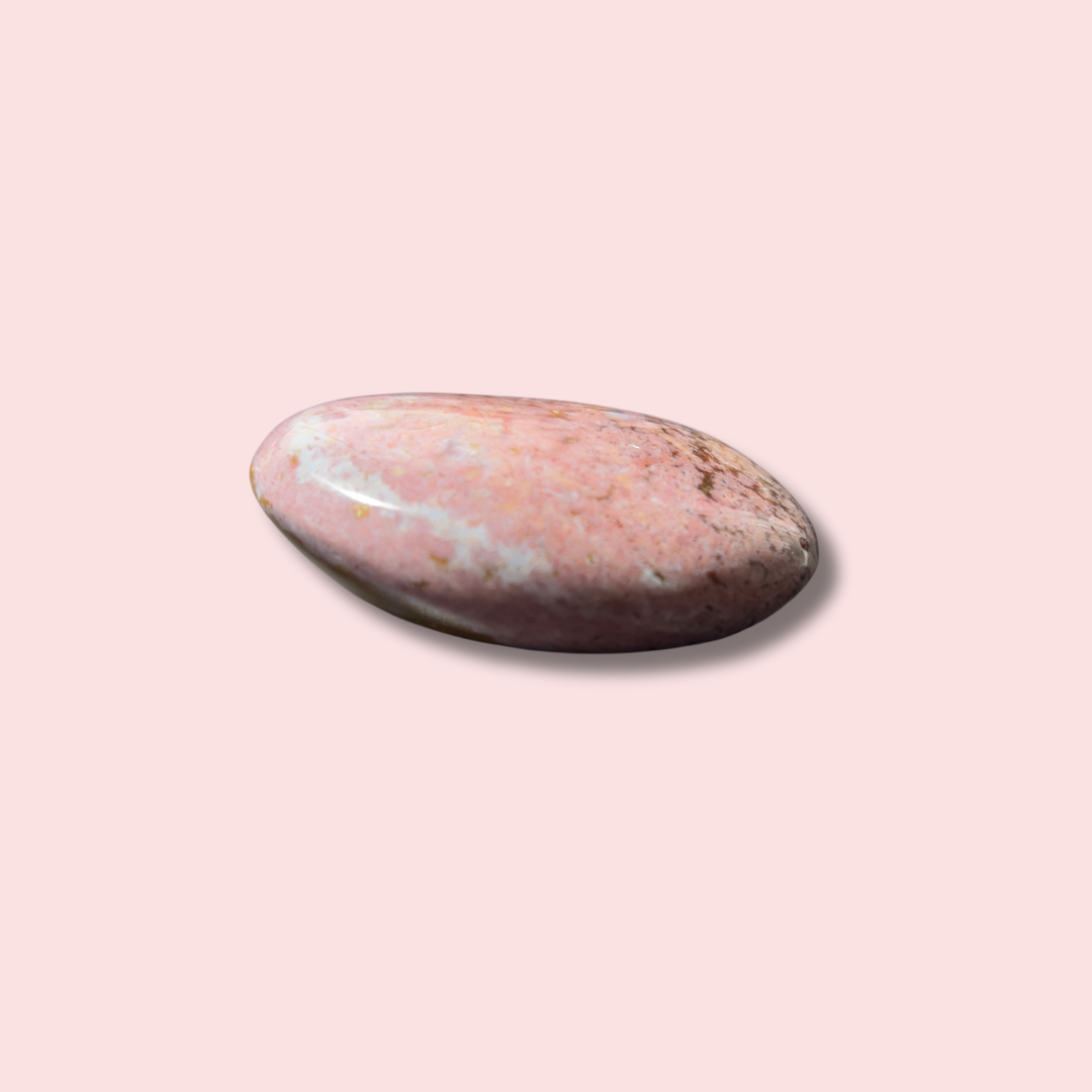 Gorgeous Pink Orbicular Sea Jasper Palm Stone - Made in Mother Nature