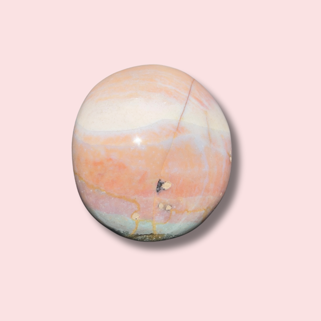 Pretty Pastel Sea Jasper Palm Stone - Made in Mother Nature