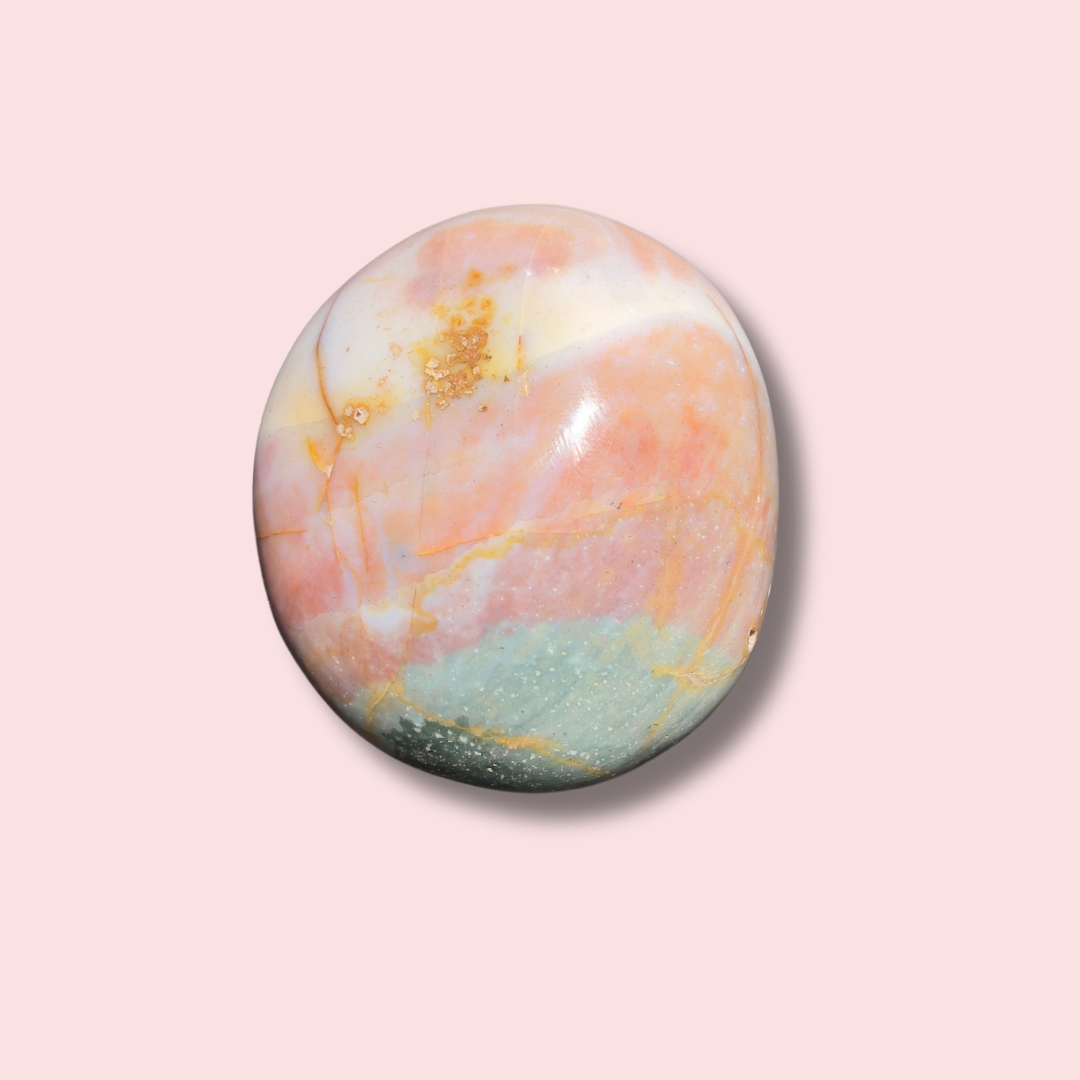 Pretty Pastel Sea Jasper Palm Stone - Made in Mother Nature