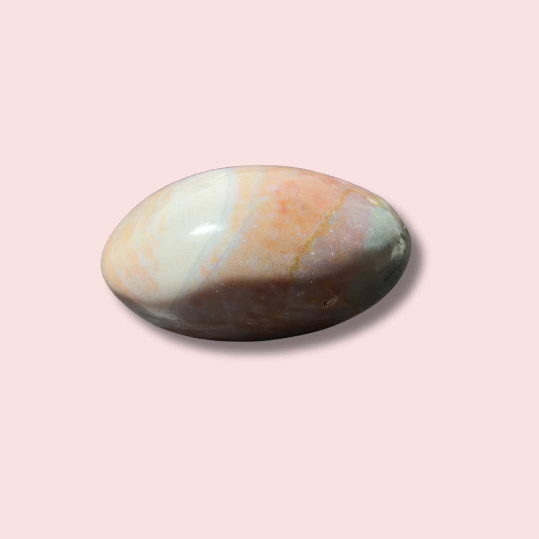 Pretty Pastel Sea Jasper Palm Stone - Made in Mother Nature