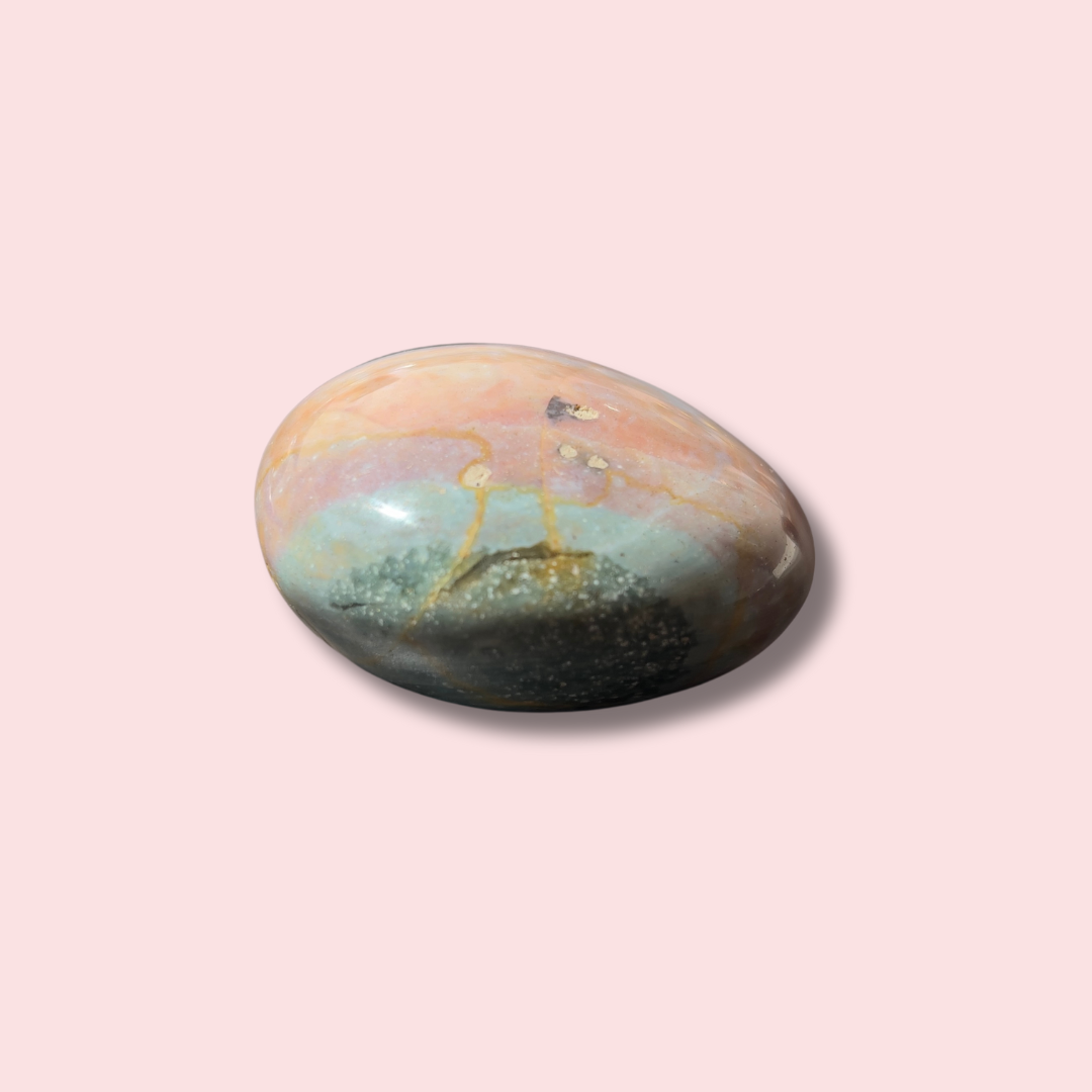 Pretty Pastel Sea Jasper Palm Stone - Made in Mother Nature