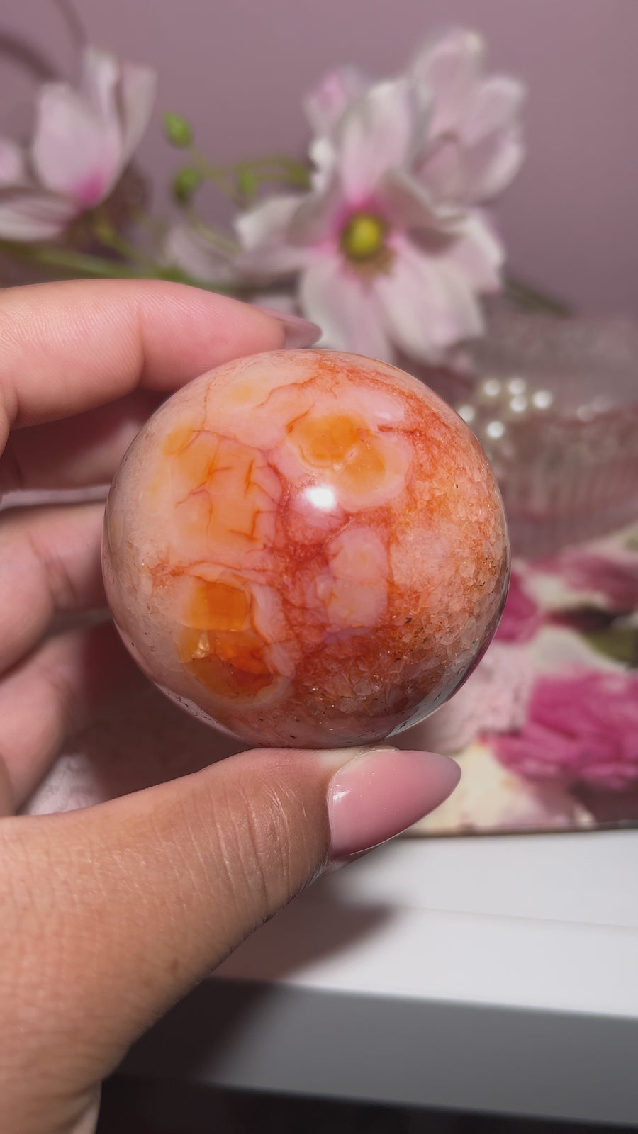 Pretty Carnelian Sphere With Pink Hue