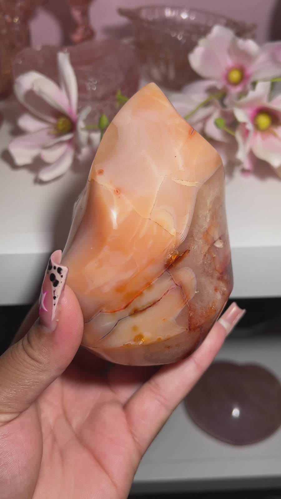 Peachy Quartz-Filled Carnelian Flame