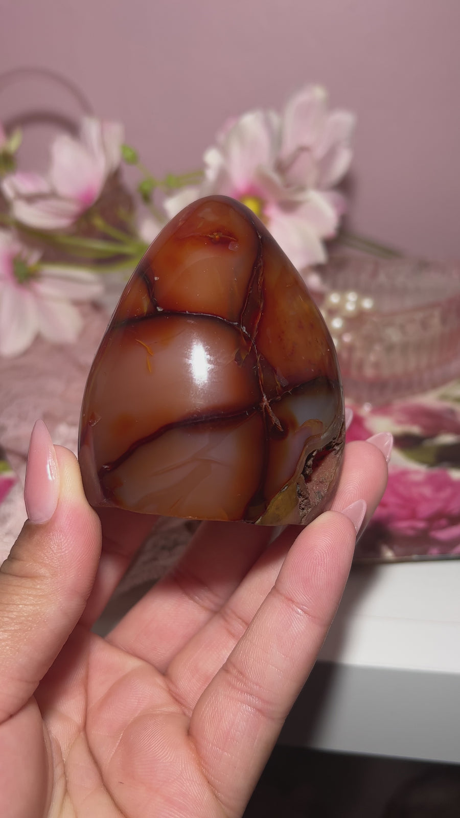 Carnelian Freeform With Unique Veiny Pattern