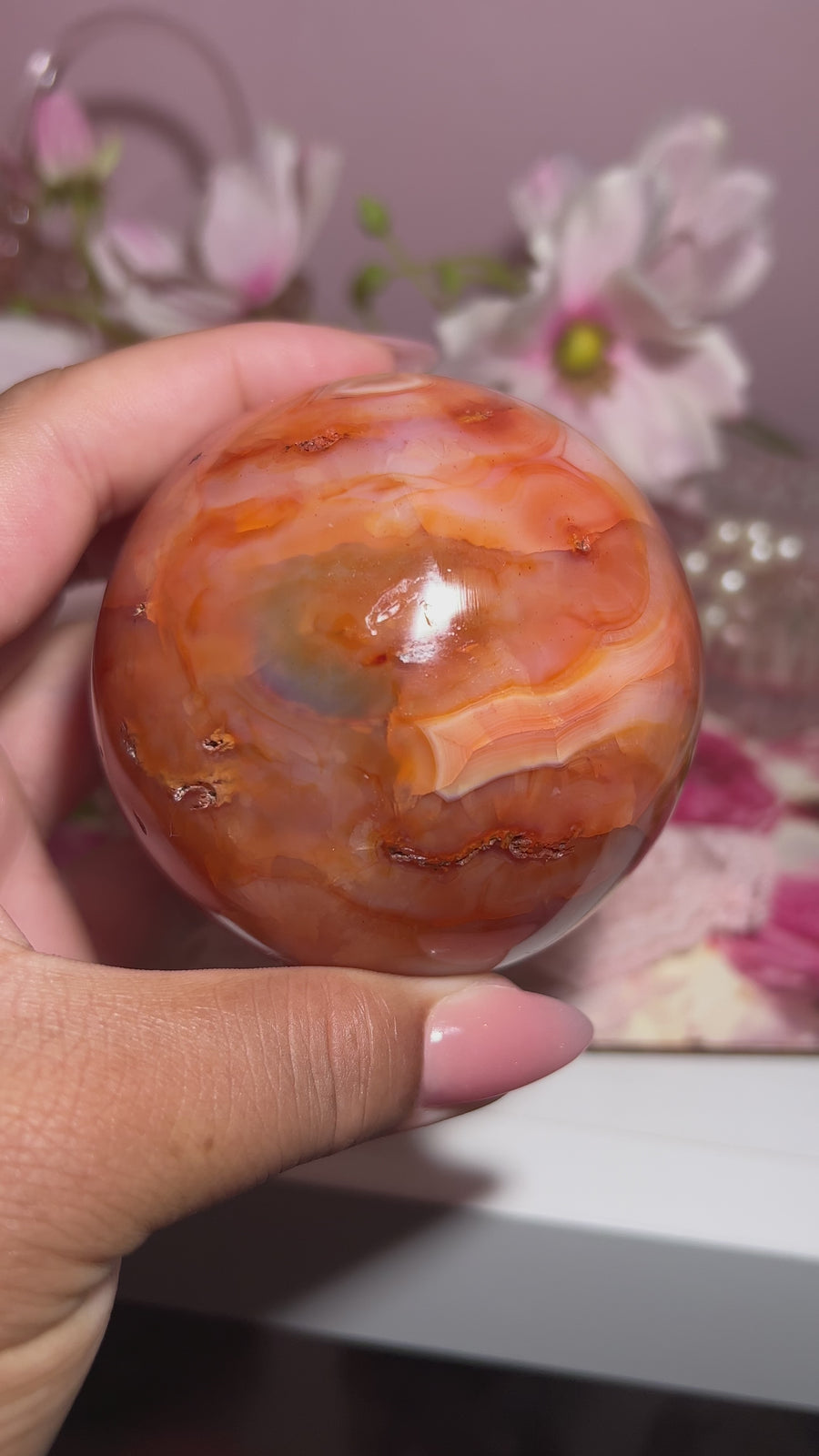 Gorgeous Pinkish Orange Carnelian Sphere