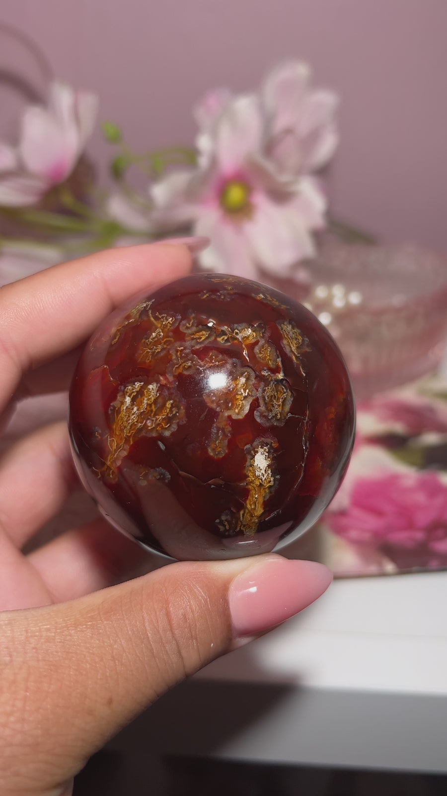 Cool Mossy Carnelian Sphere